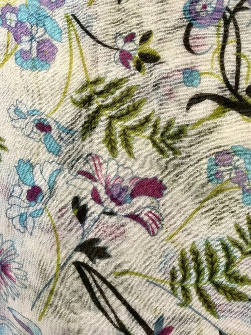 J Jill Infinity Scarf Floral White Viscose Cotton Blend
